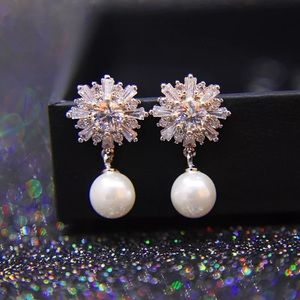 Wedding fresh water mother bride earring ball stud